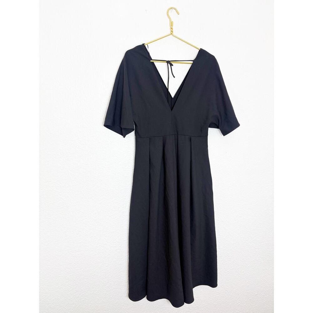 Zara Black Short Sleeve Midi Dress Large Aline Chic Modest Classic 8773/998 - Picture 13 of 14